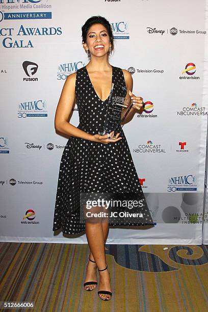 Actress Stephanie Beatriz wins 'The Outstanding Performance in a Television Series Award' for 'Brooklyn Nine-Nine during the 19th Annual National...