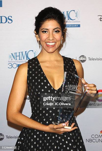 Actress Stephanie Beatriz wins 'The Outstanding Performance in a Television Series Award' for 'Brooklyn Nine-Nine during the 19th Annual National...
