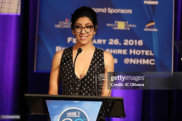 Actress Stephanie Beatriz onstage during the 19th Annual National Hispanic Media Coalition Impact Awards Gala at Regent Beverly Wilshire Hotel on...