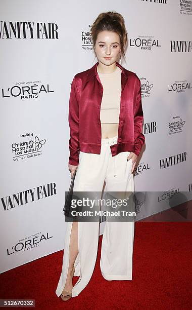 Kaitlyn Dever arrives at the Vanity Fair pre-Oscar party held at Palihouse Holloway on February 26, 2016 in West Hollywood, California.