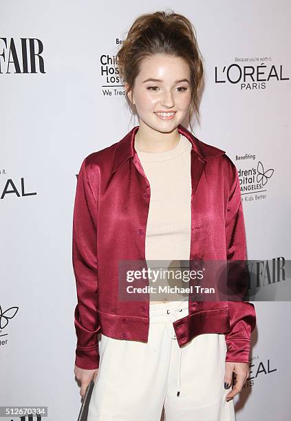 Kaitlyn Dever arrives at the Vanity Fair pre-Oscar party held at Palihouse Holloway on February 26, 2016 in West Hollywood, California.