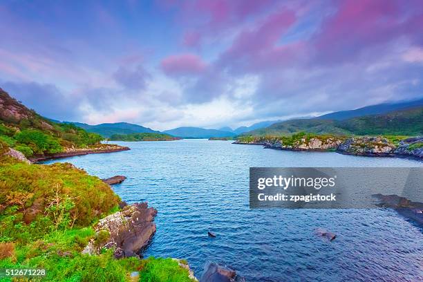 lakes of killarney in county kerry, ireland at dusk - ring of kerry stock pictures, royalty-free photos & images