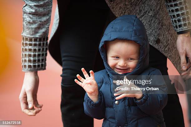 Princess Charlene of Monaco and Prince Jacques of Monaco attend the 6th Sainte Devote Rugby Tournament at Stade Louis II on February 27, 2016 in...