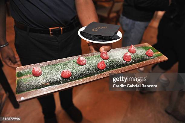 Food on display at A Lunch Hosted By Nobu Matsuhisa And Jose Garces during 2016 Food Network & Cooking Channel South Beach Wine & Food Festival...