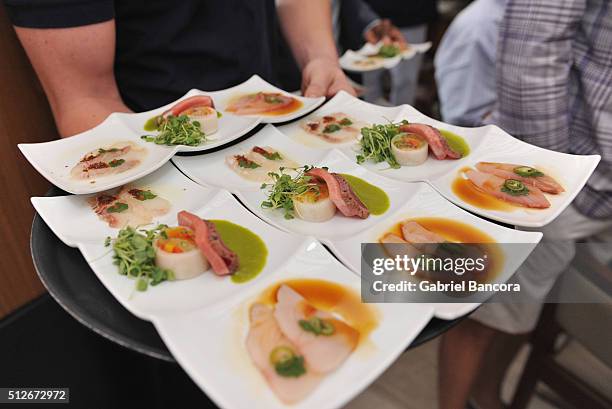 Food on display at A Lunch Hosted By Nobu Matsuhisa And Jose Garces during 2016 Food Network & Cooking Channel South Beach Wine & Food Festival...