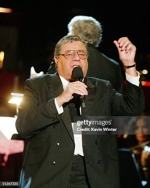 Comedian Jerry Lewis speaks at the 39th Annual Jerry Lewis MDA Labor Day Telethon on September 6, 2004 at CBS Television City, in Los Angeles,...