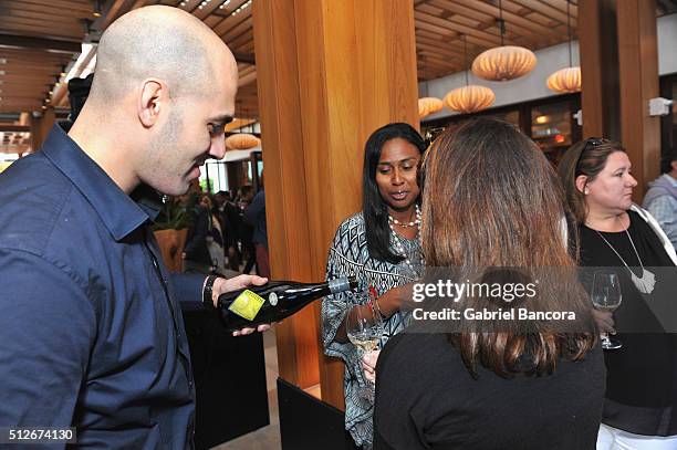 Pascal Jolivet wine being served at A Lunch Hosted By Nobu Matsuhisa And Jose Garces during 2016 Food Network & Cooking Channel South Beach Wine &...