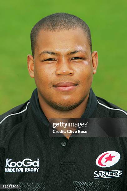 Steffon Armitage pictured during the Saracens squad photocall at Bramley Road on August 10, 2004 in Southgate, London, England.