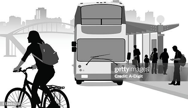 planning urban transportation - bus stop stock illustrations