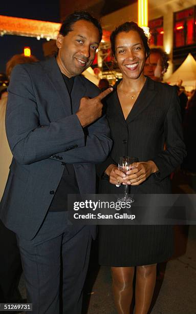 Cherno Jobatey and his sister Franncine attend the Hoffest party at Berlin's City Hall on September 7, 2004 in Berlin, Germany.