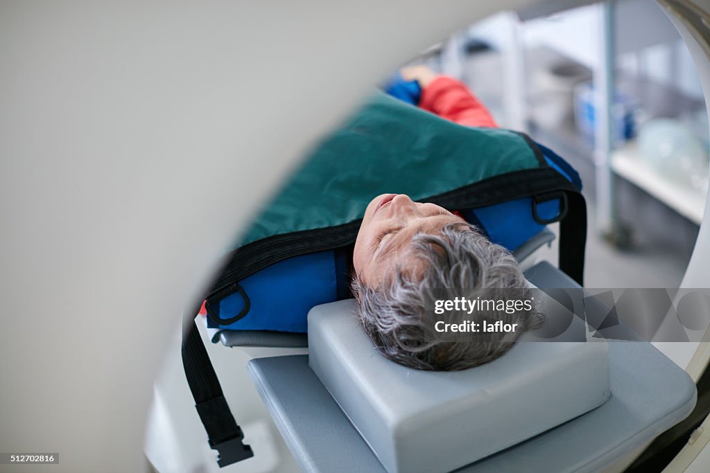 Prepped for her scan
