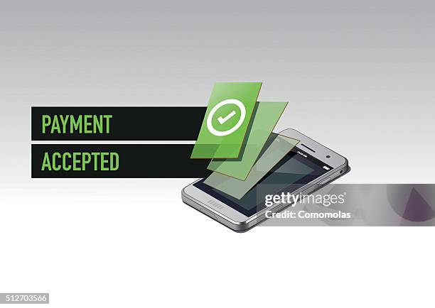 mobile paying accepted - desktop computer screen close stock illustrations