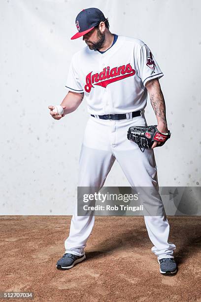 Joba Chamberlain of the Cleveland Indians poses for a portrait during photo day at the Cleveland Indians Development Complex on February 27, 2016 in...