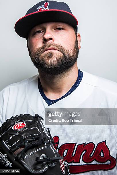 Joba Chamberlain of the Cleveland Indians poses for a portrait during photo day at the Cleveland Indians Development Complex on February 27, 2016 in...