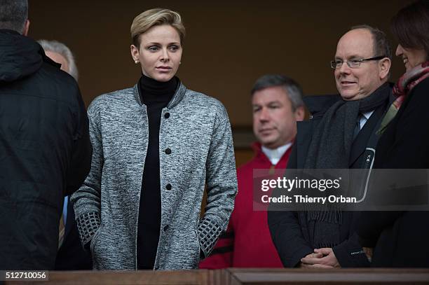 Princess Charlene of Monaco attends the 6th Sainte Devote Rugby Tournament at Stade Louis II on February 27, 2016 in Monaco, Monaco.