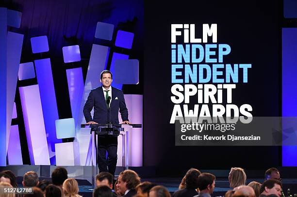 Film Independent President Josh Welsh speaks onstage during the 2016 Film Independent Spirit Awards on February 27, 2016 in Santa Monica, California.