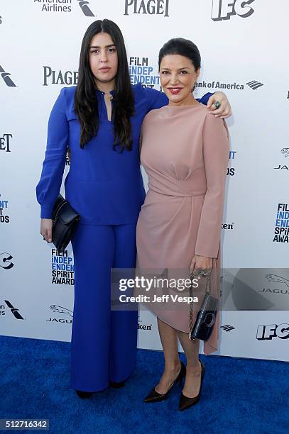 Writer Tara Touzie and actress Shohreh Aghdashloo attend the 2016 Film Independent Spirit Awards on February 27, 2016 in Santa Monica, California.