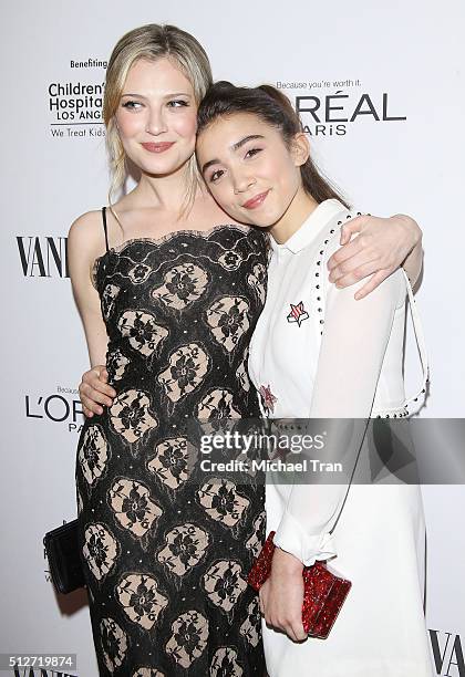 Rowan Blanchard and guest arrive at the Vanity Fair pre-Oscar party held at Palihouse Holloway on February 26, 2016 in West Hollywood, California.