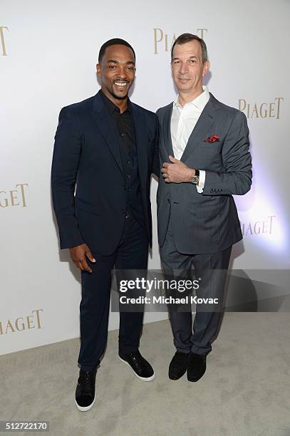 Actor Anthony Mackie and Piaget CEO Philippe Leopold-Metzger attend the 2016 Film Independent Spirit Awards sponsored by Piaget on February 27, 2016...