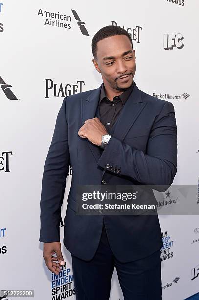 Actor Anthony Mackie attends the 2016 Film Independent Spirit Awards sponsored by Piaget on February 27, 2016 in Santa Monica, California.