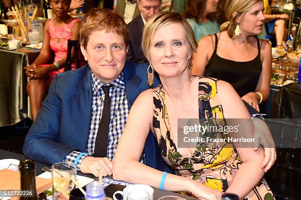 Actress Cynthia Nixon and Christine Marinoni attend the 2016 Film Independent Spirit Awards on February 27, 2016 in Santa Monica, California.