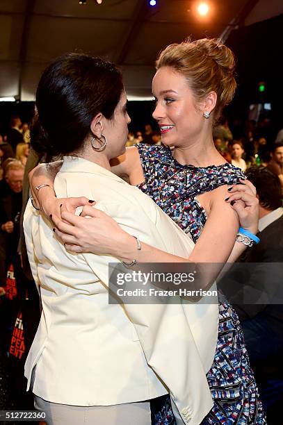 Actress Brie Larson and Paramount EVP Elizabeth Raposo attend the 2016 Film Independent Spirit Awards on February 27, 2016 in Santa Monica,...