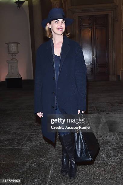 Alice Carli attends Vogue Cocktail Party honoring photographer Mario Testino on February 27, 2016 in Milan, Italy.