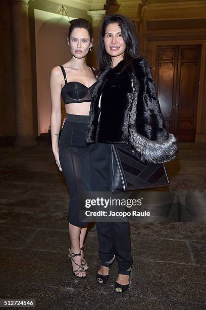 Bianca Balti and Goga Ashkenazi attend Vogue Cocktail Party honoring photographer Mario Testino on February 27, 2016 in Milan, Italy.