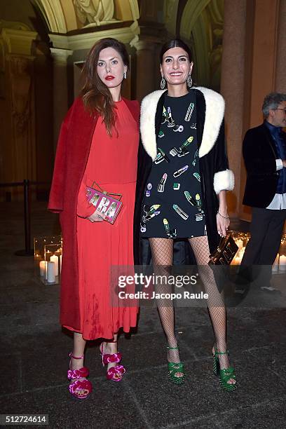 Sara Battaglia; Giovanna Battaglia attend Vogue Cocktail Party honoring photographer Mario Testino on February 27, 2016 in Milan, Italy.