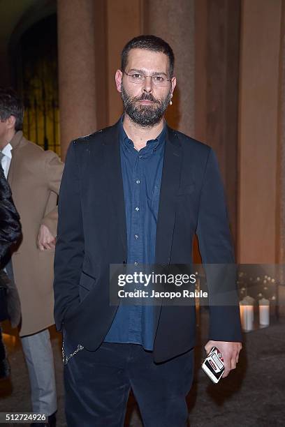 Fausto Puglisi attends Vogue Cocktail Party honoring photographer Mario Testino on February 27, 2016 in Milan, Italy.