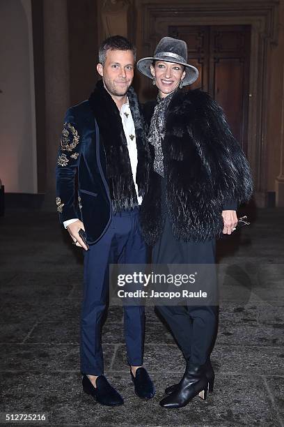 Marpessa and Guilherme Siqueira attend Vogue Cocktail Party honoring photographer Mario Testino on February 27, 2016 in Milan, Italy.