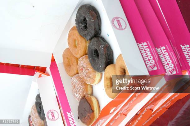 Dunkin Donuts display at the Olympus Fashion Week Spring 2005 at Bryant Park September 12, 2004 in New York City.