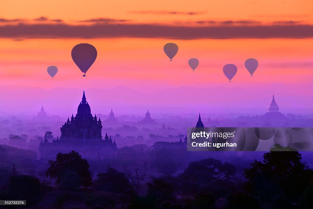 Hot air balloons in Bagan, Myanmar