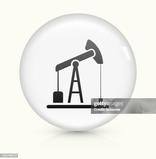 oil drill icon on white round vector button - hydraulic fracturing icons stock illustrations