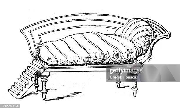 stockillustraties, clipart, cartoons en iconen met antique illustration of ancient roman bridal bed - diencephalon