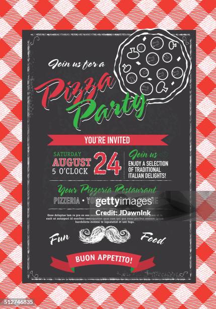 pizza and birthday party invitation design template black white pizza - 餐牌 幅插畫檔、美工圖案、卡通及圖標