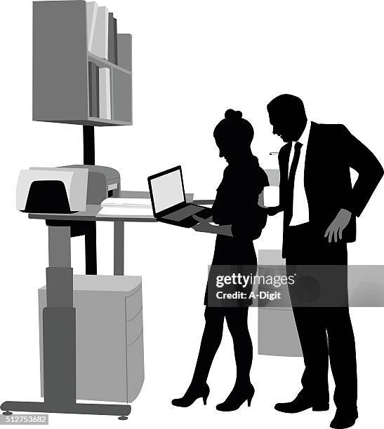ilustrações de stock, clip art, desenhos animados e ícones de escritório segundo parecer - business woman desk stand