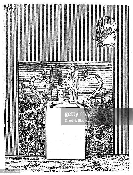 antique illustration of ancient roman domestic altar - cult worship stock illustrations