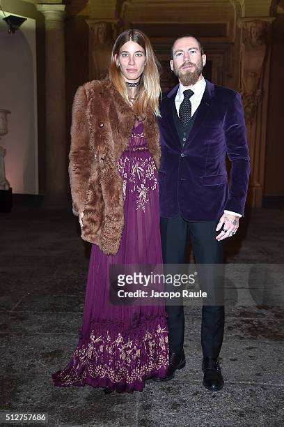 Justin O'Shea and Veronika Heilbrunner attend Vogue Cocktail Party honoring photographer Mario Testino on February 27, 2016 in Milan, Italy.