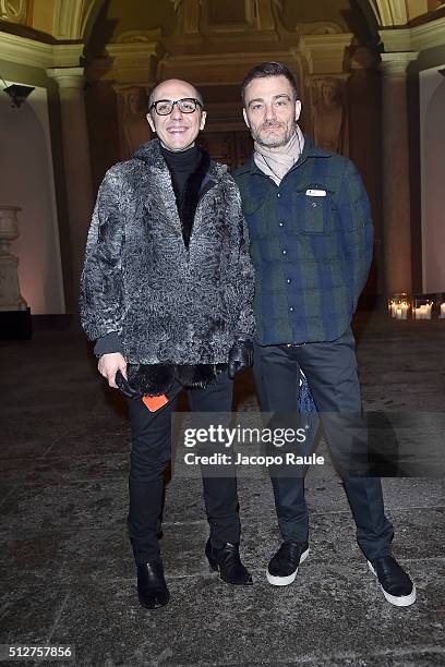 Tommaso Aquilani and Roberto Rimondi attends Vogue Cocktail Party honoring photographer Mario Testino on February 27, 2016 in Milan, Italy.