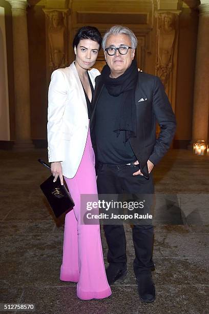 Nicoletta Ermeti and Giuseppe Zanotti attend Vogue Cocktail Party honoring photographer Mario Testino on February 27, 2016 in Milan, Italy.