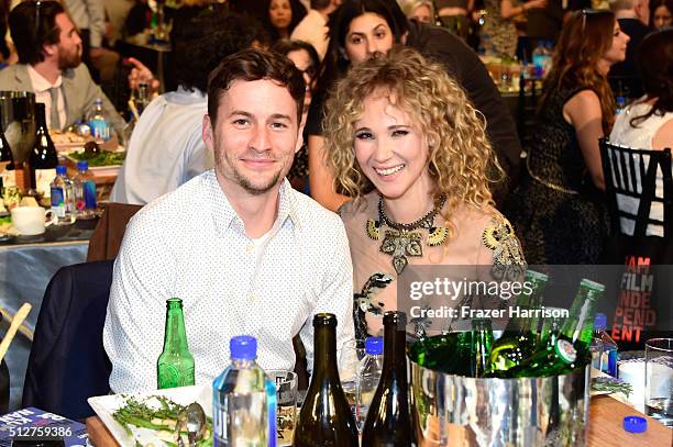 Actress Juno Temple and ____ attend the 2016 Film Independent Spirit Awards on February 27, 2016 in Santa Monica, California.
