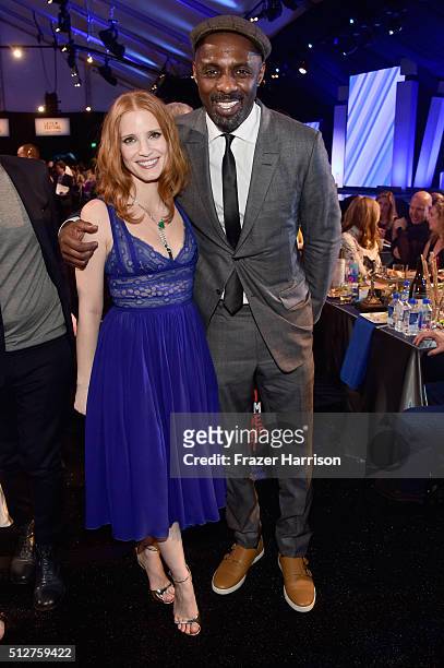 Actors Jessica Chastain and Idris Elba attend the 2016 Film Independent Spirit Awards on February 27, 2016 in Santa Monica, California.