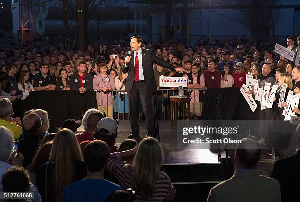 Republican presidential candidate Sen. Marco Rubio speaks at a campaign rally at the Space and Rocket Center on February 27, 2016 in Huntsville,...