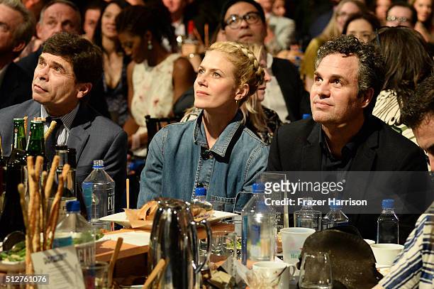 Producer Blye Pagon Faust, actors Sunrise Coigney and Mark Ruffalo attend the 2016 Film Independent Spirit Awards on February 27, 2016 in Santa...