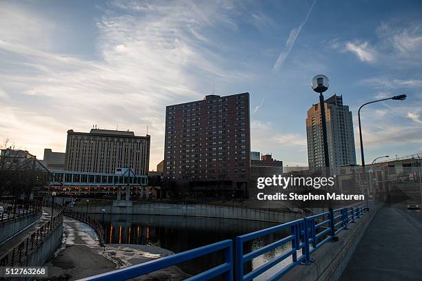 View of downtown Rochester, MN where Democratic presidential candidate Sen. Bernie Sanders is set to speak at the Mayo Civic Center. Sanders is...