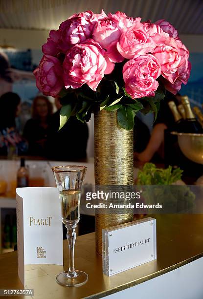 Flower arrangement in the Piaget tent at the 2016 Film Independent Spirit Awards private reception on February 27, 2016 in Santa Monica, California.