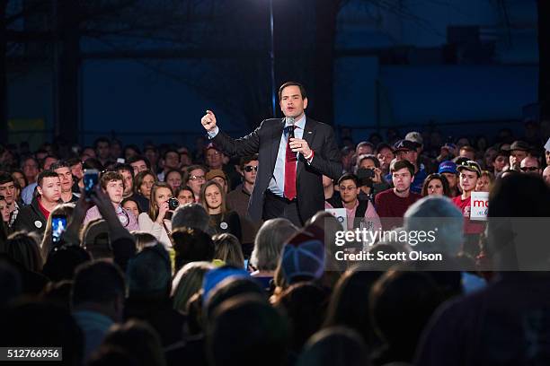 Republican presidential candidate Sen. Marco Rubio speaks during a campaign rally at the Space and Rocket Center on February 27, 2016 in Huntsville,...