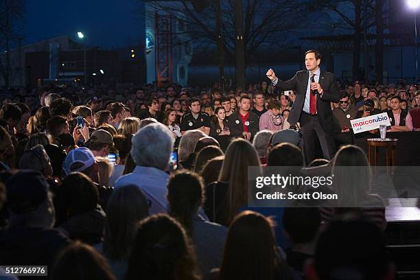 Republican presidential candidate Sen. Marco Rubio speaks during a campaign rally at the Space and Rocket Center on February 27, 2016 in Huntsville,...