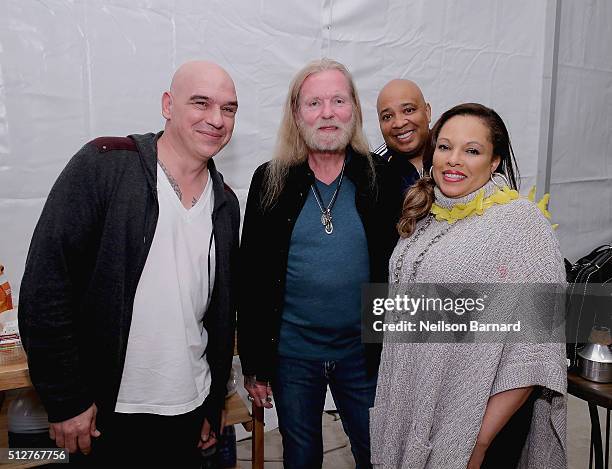 Chef Michael Symon, Musician Gregg Allman, Reverend Run and Justine Simmons attend the MasterCard Priceless® Preview - Meatopia Presented By...